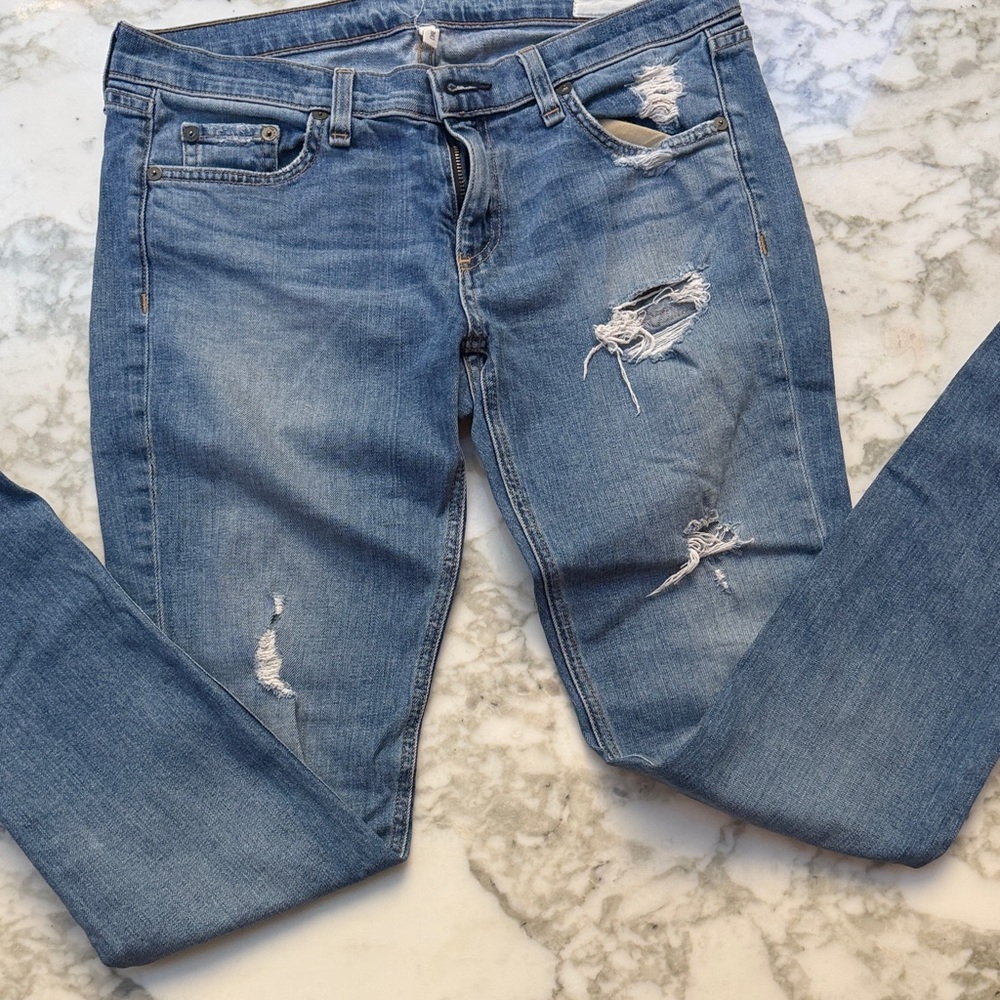 rag & bone Dre Faded Blue Ripped Skinny Jeans